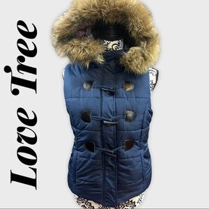 Love TREE  Navy Blue Hooded Vest